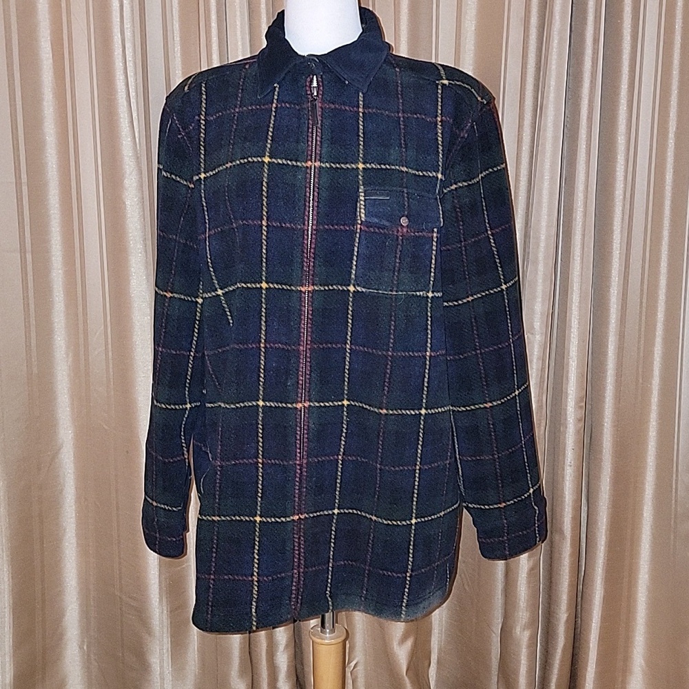 Lauren by Ralph Lauren Full Zip Plaid Fleece Jacket Size XL